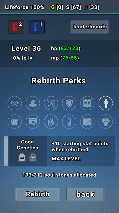Exp Minima Screenshot - Rebirth Perks